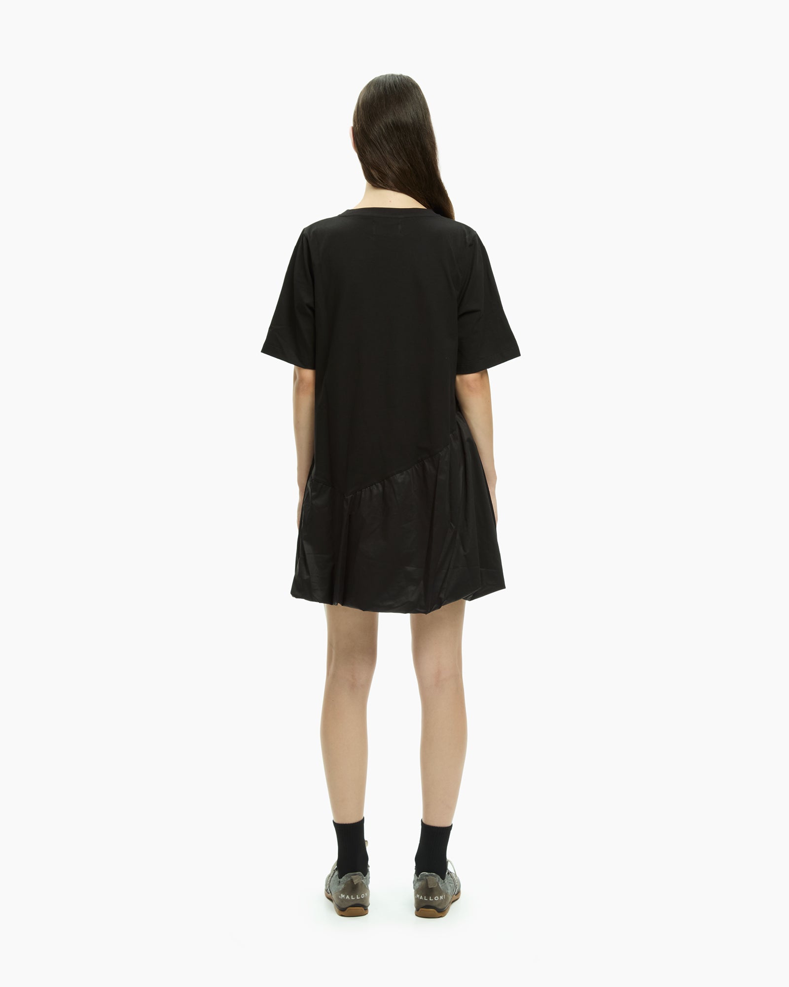 MLO Abito corto con pannello drappeggiato NERO