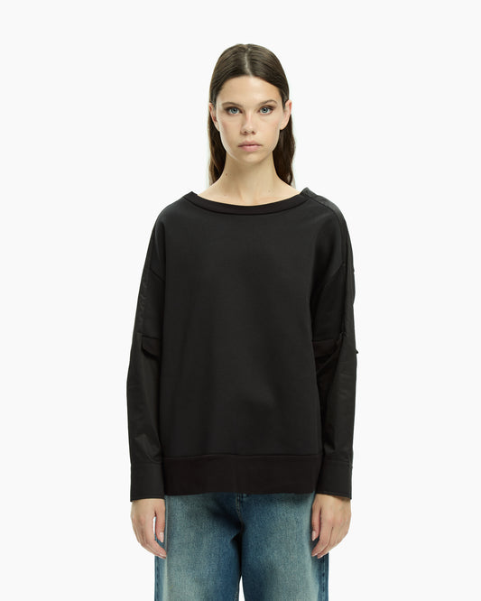 MLO Top con maniche a contrasto NERO