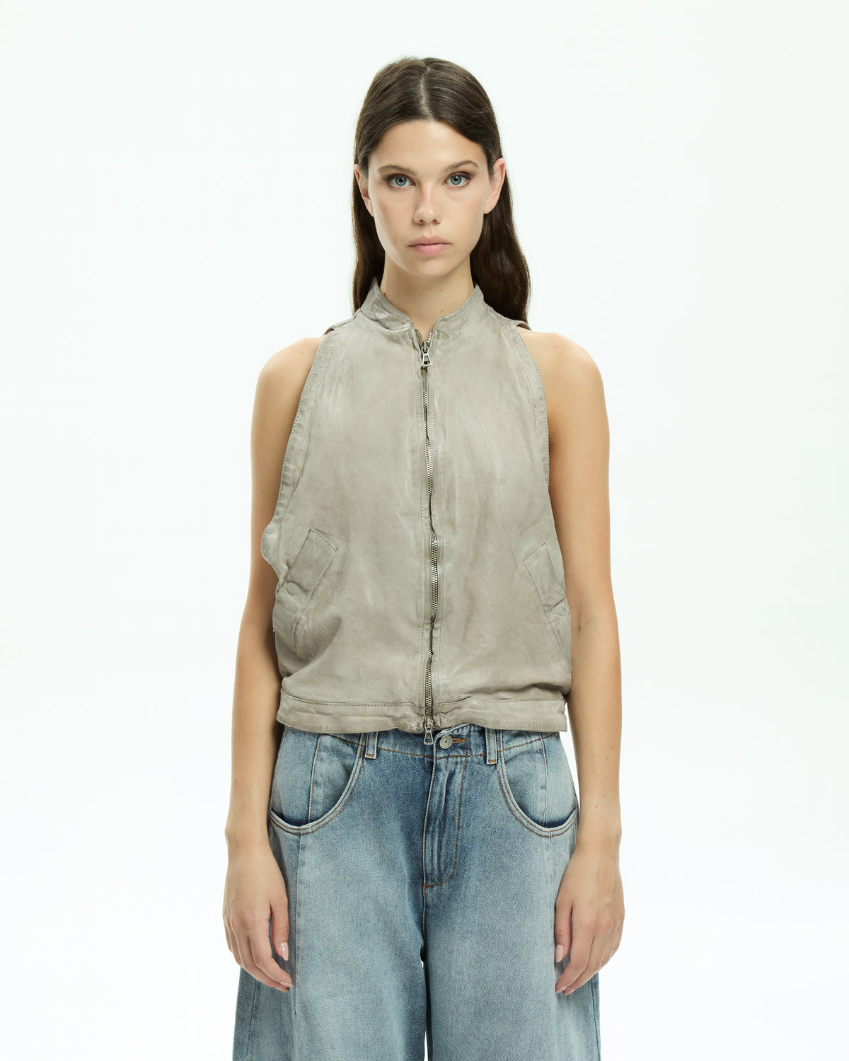 MLO Gilet smanicato con zip  GRIGIO