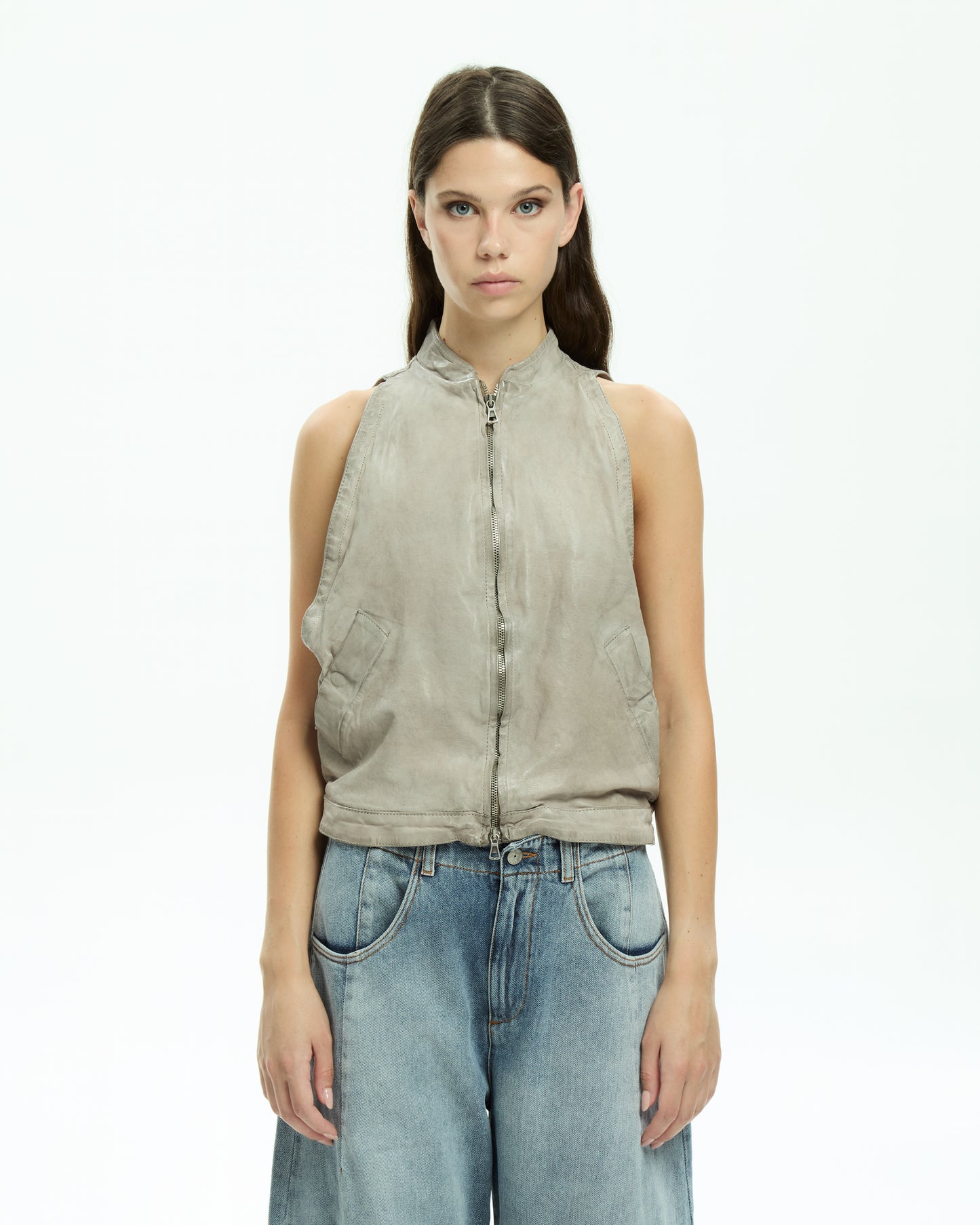 MLO Gilet smanicato con zip  GRIGIO