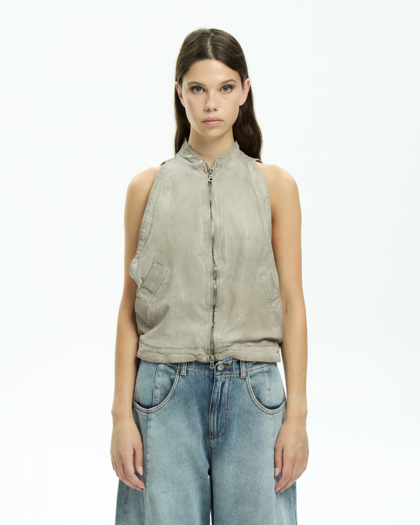 MLO Gilet smanicato con zip  GRIGIO