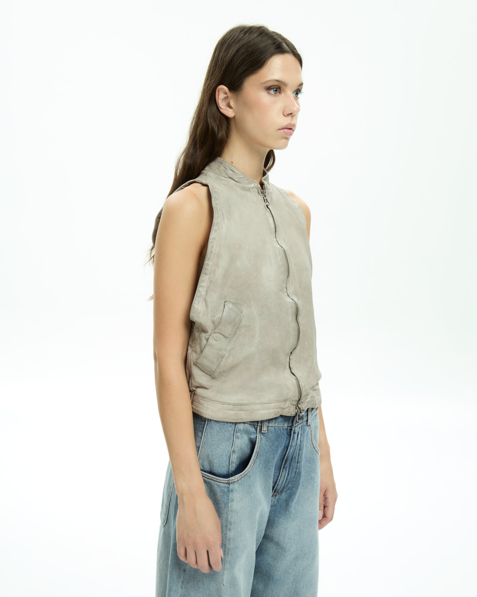 MLO Gilet smanicato con zip  GRIGIO