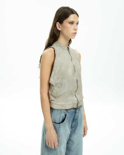 MLO Gilet smanicato con zip  GRIGIO