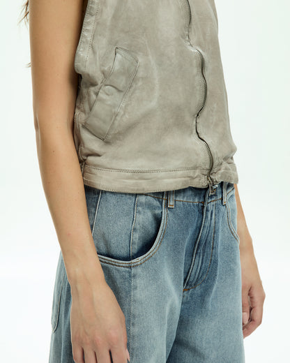 MLO Gilet smanicato con zip  GRIGIO
