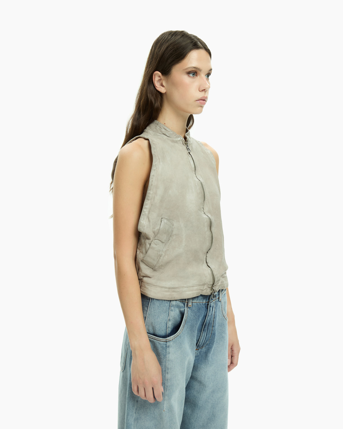 MLO Gilet smanicato con zip  GRIGIO