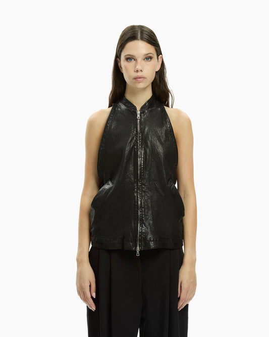 MLO Gilet smanicato con zip  NERO