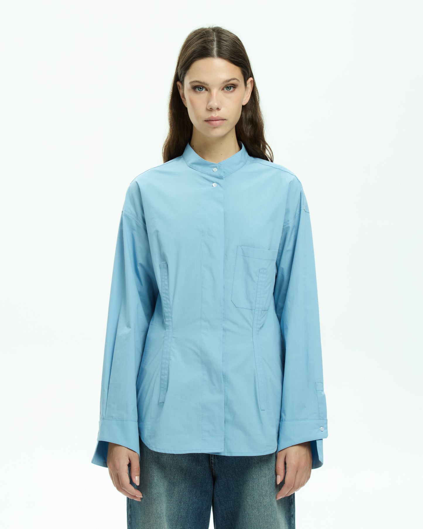 MLO Camicia con collo alla coreana CELESTE