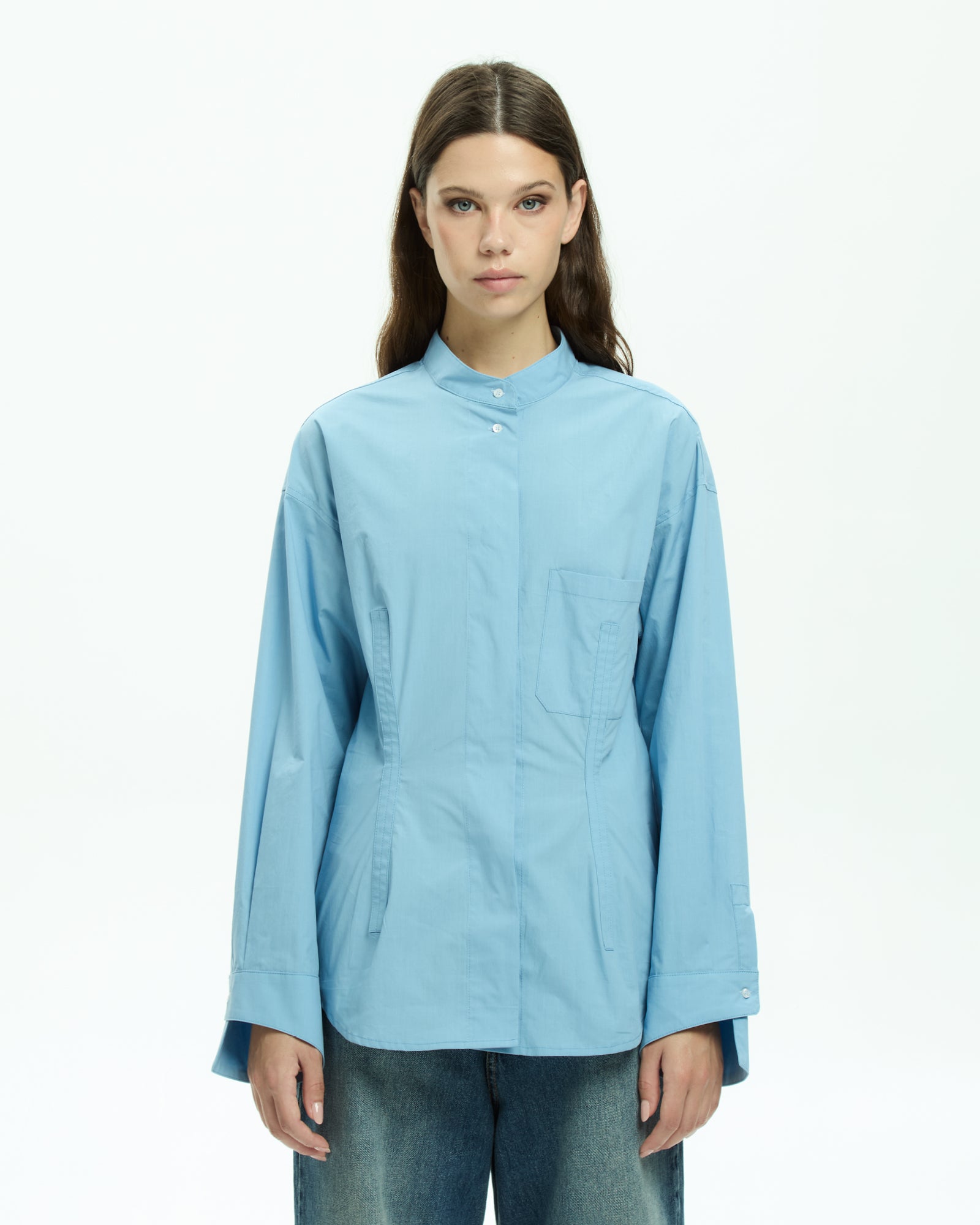 MLO Camicia con collo alla coreana CELESTE