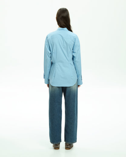 MLO Camicia con collo alla coreana CELESTE