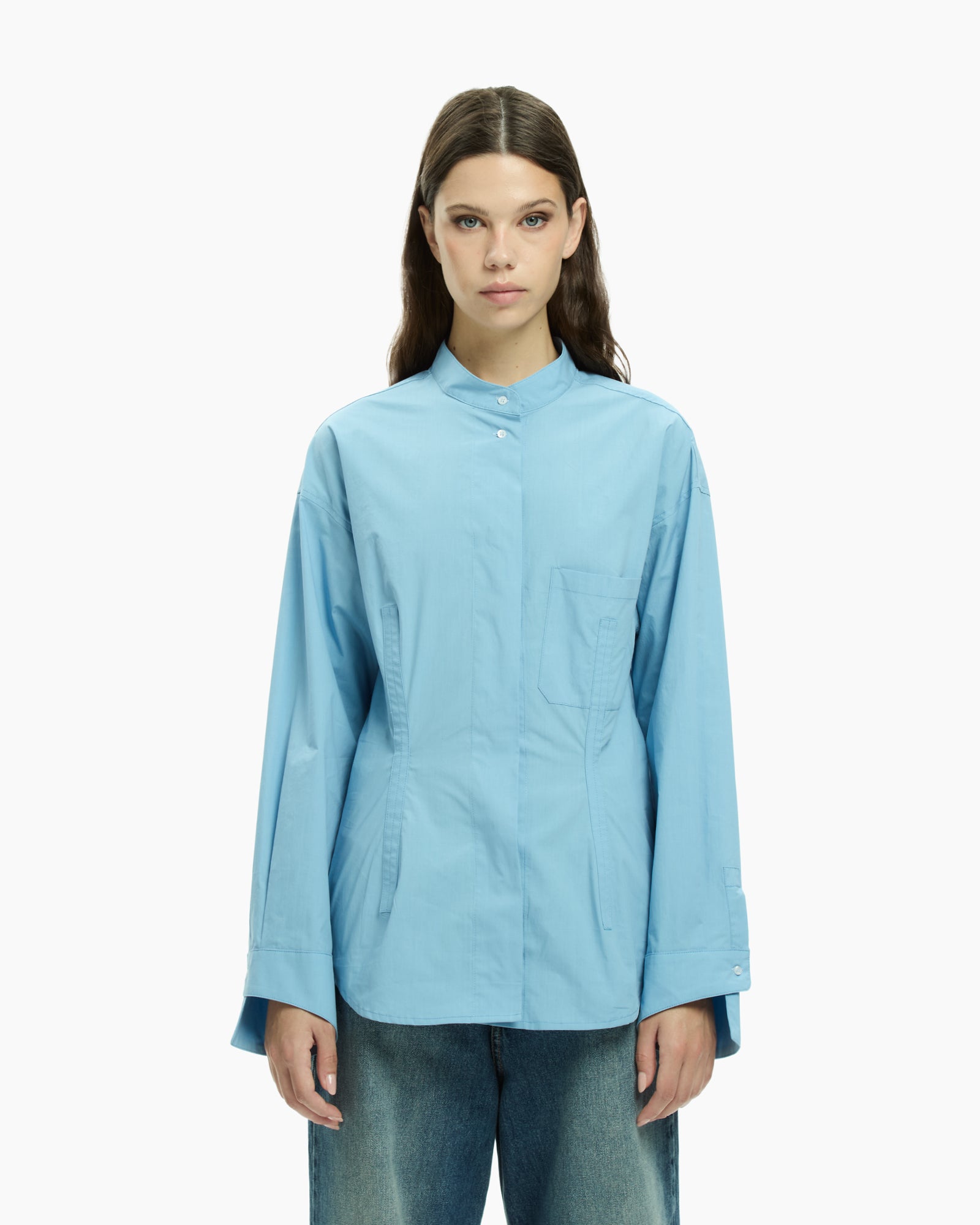 MLO Camicia con collo alla coreana CELESTE