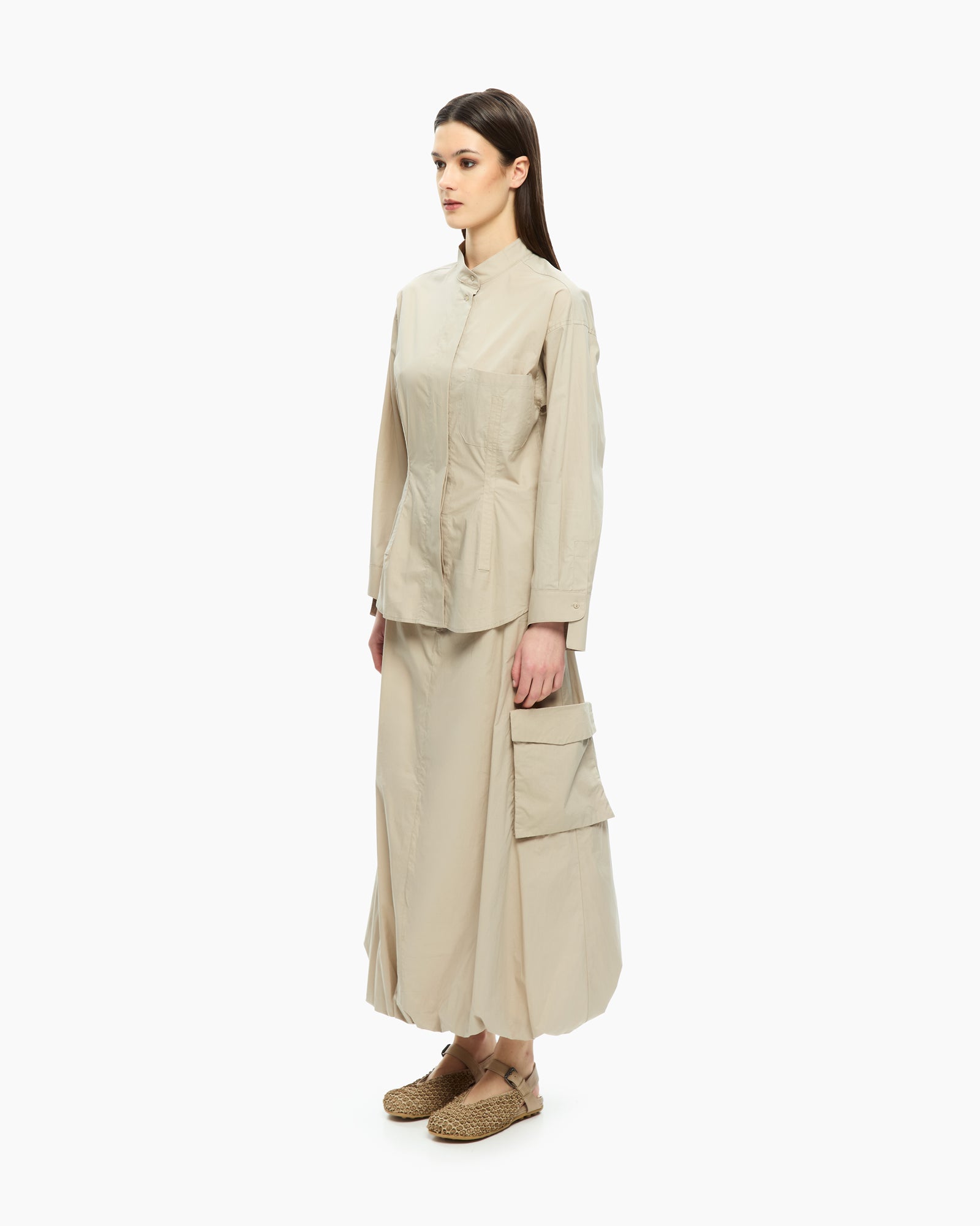 MLO Camicia con collo alla coreana GRIGIO