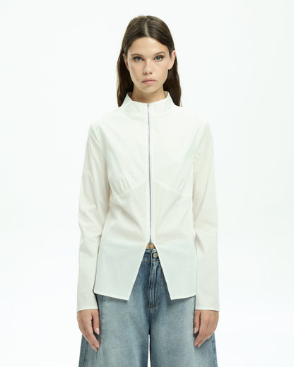MLO Camicia con zip frontale BIANCO