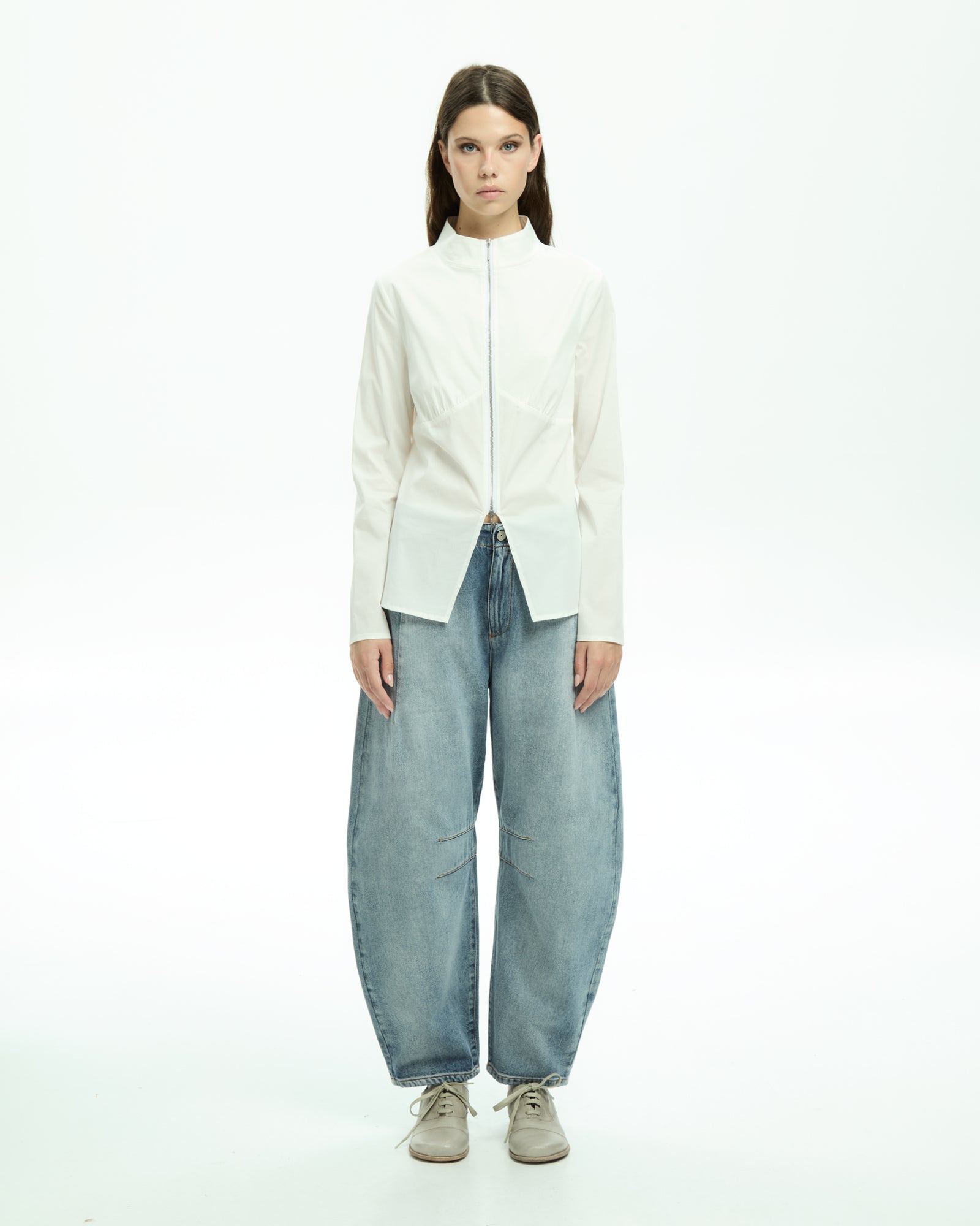 MLO Camicia con zip frontale BIANCO