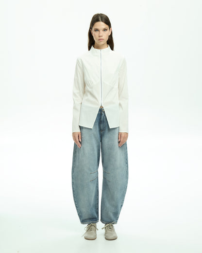 MLO Camicia con zip frontale BIANCO