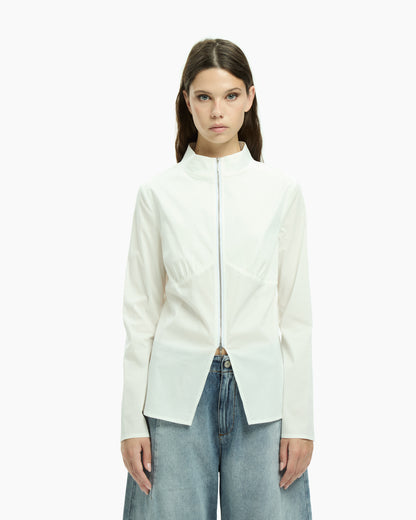 MLO Camicia con zip frontale BIANCO
