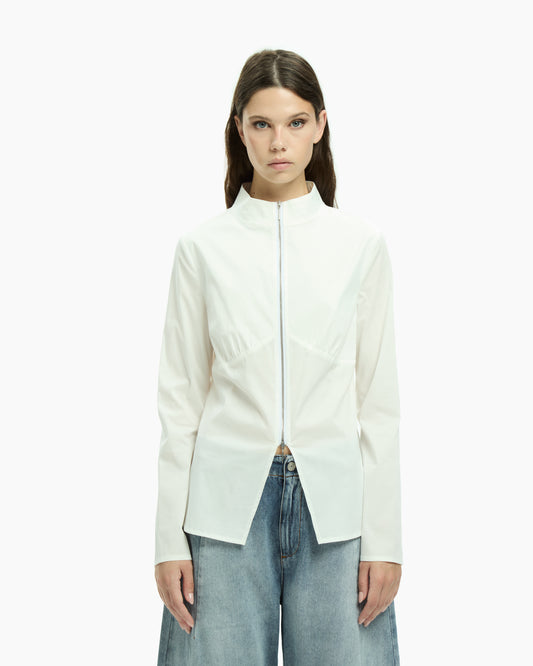 MLO Camicia con zip frontale BIANCO