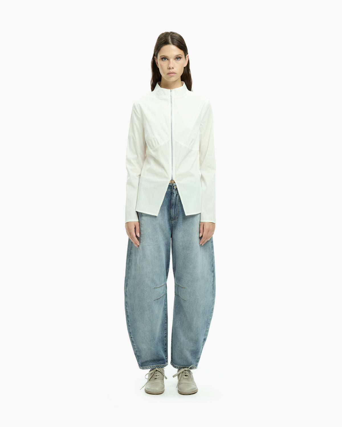 MLO Camicia con zip frontale BIANCO
