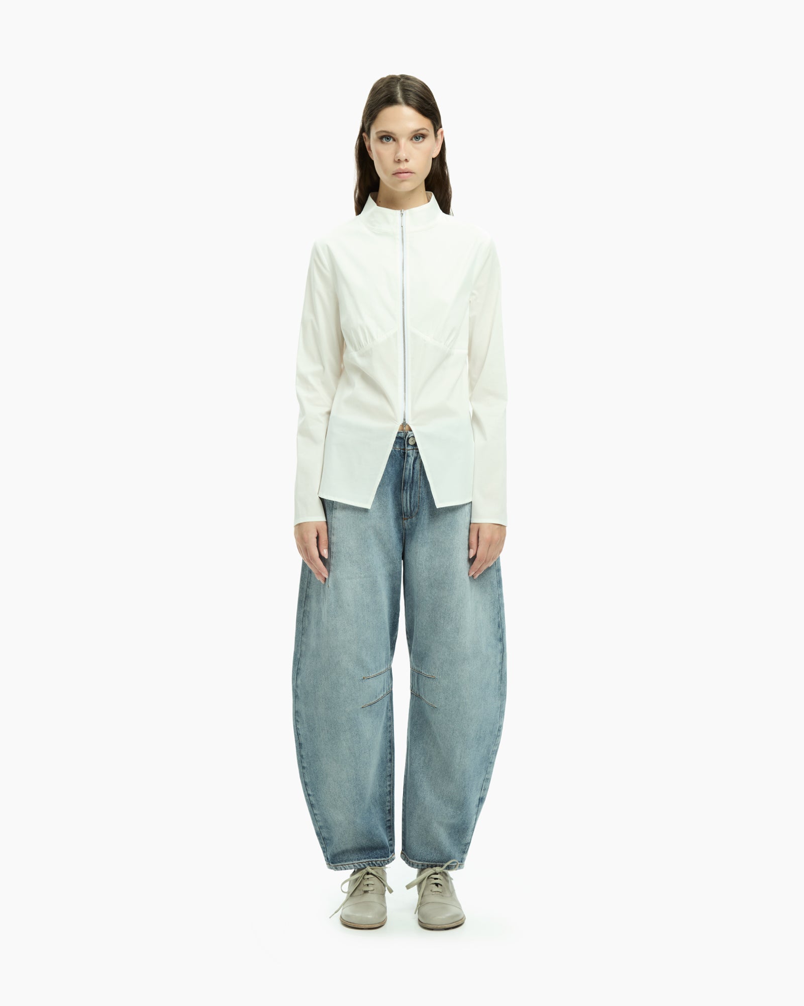 MLO Camicia con zip frontale BIANCO
