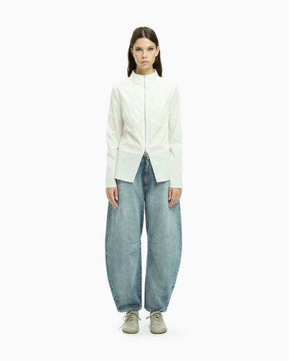 MLO Camicia con zip frontale BIANCO