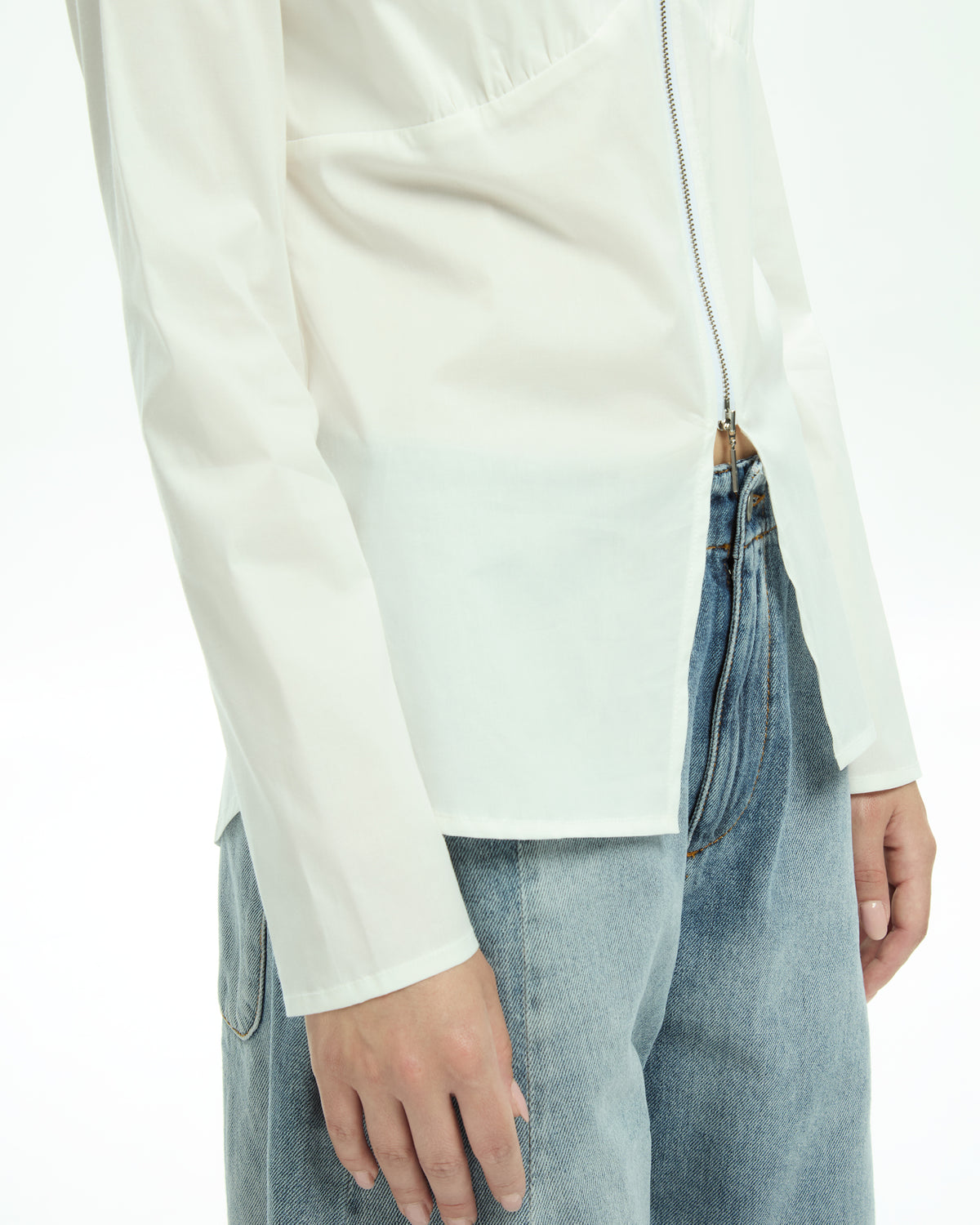 MLO Camicia con zip frontale BIANCO