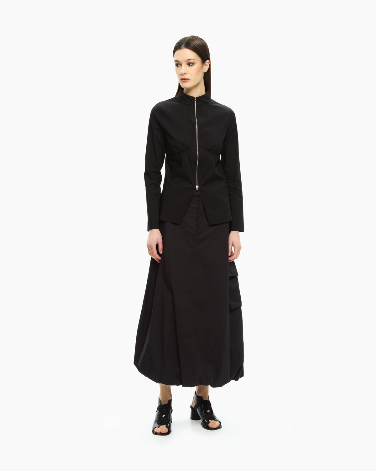 MLO Camicia con zip frontale NERO