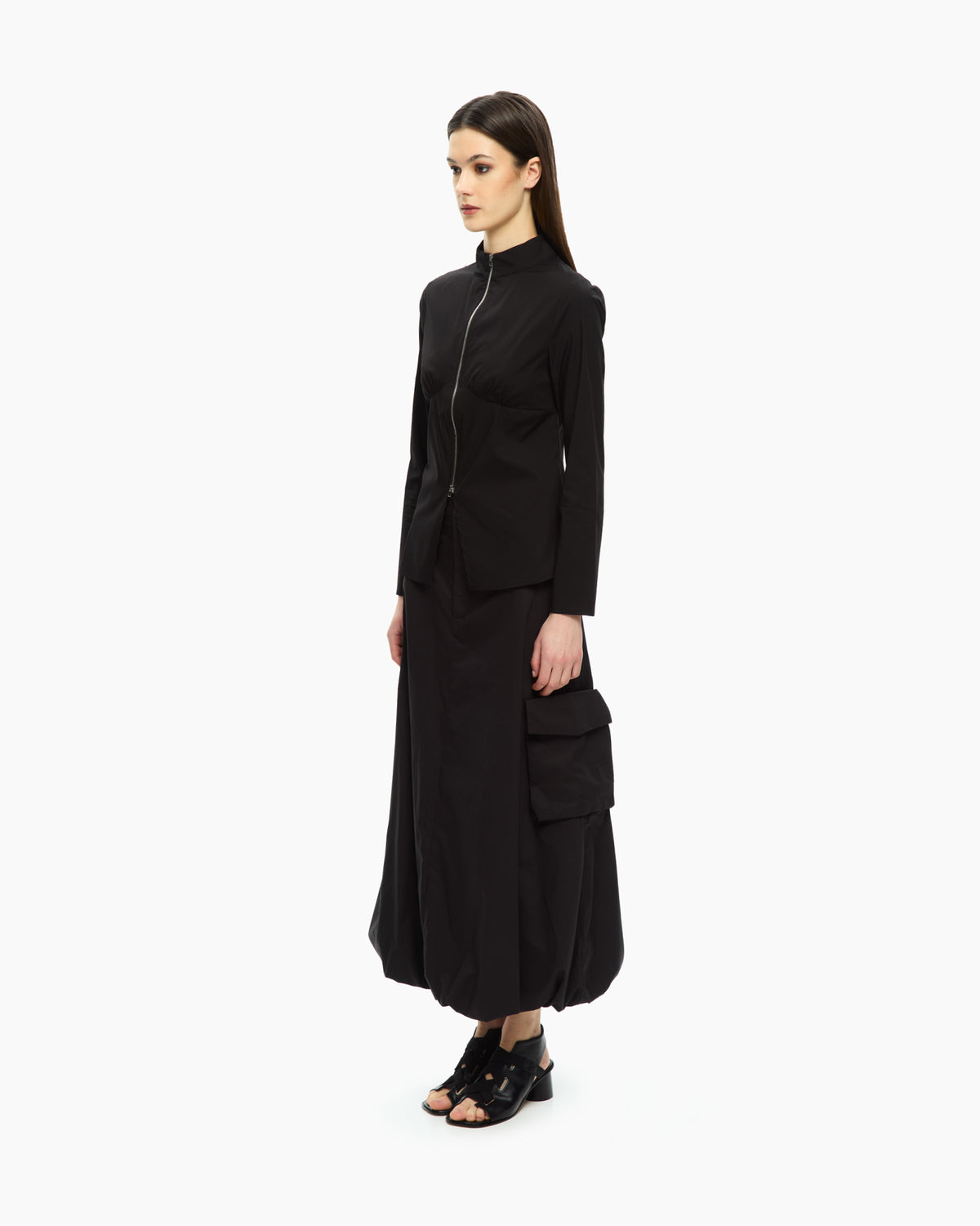 MLO Camicia con zip frontale NERO