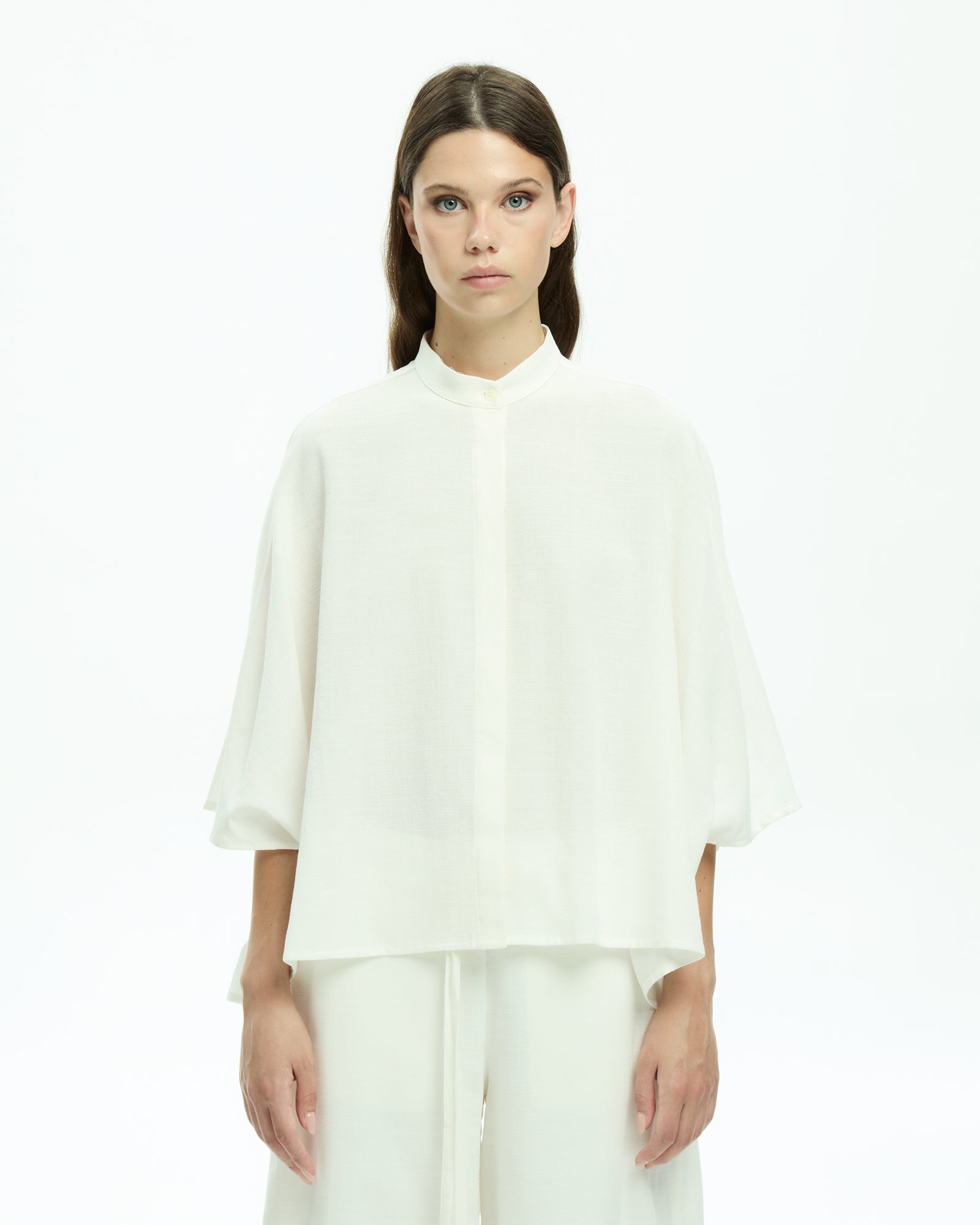 MLO Camicia con collo alla coreana BIANCO