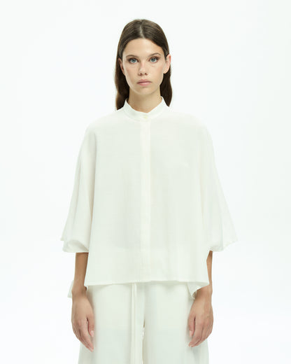 MLO Camicia con collo alla coreana BIANCO