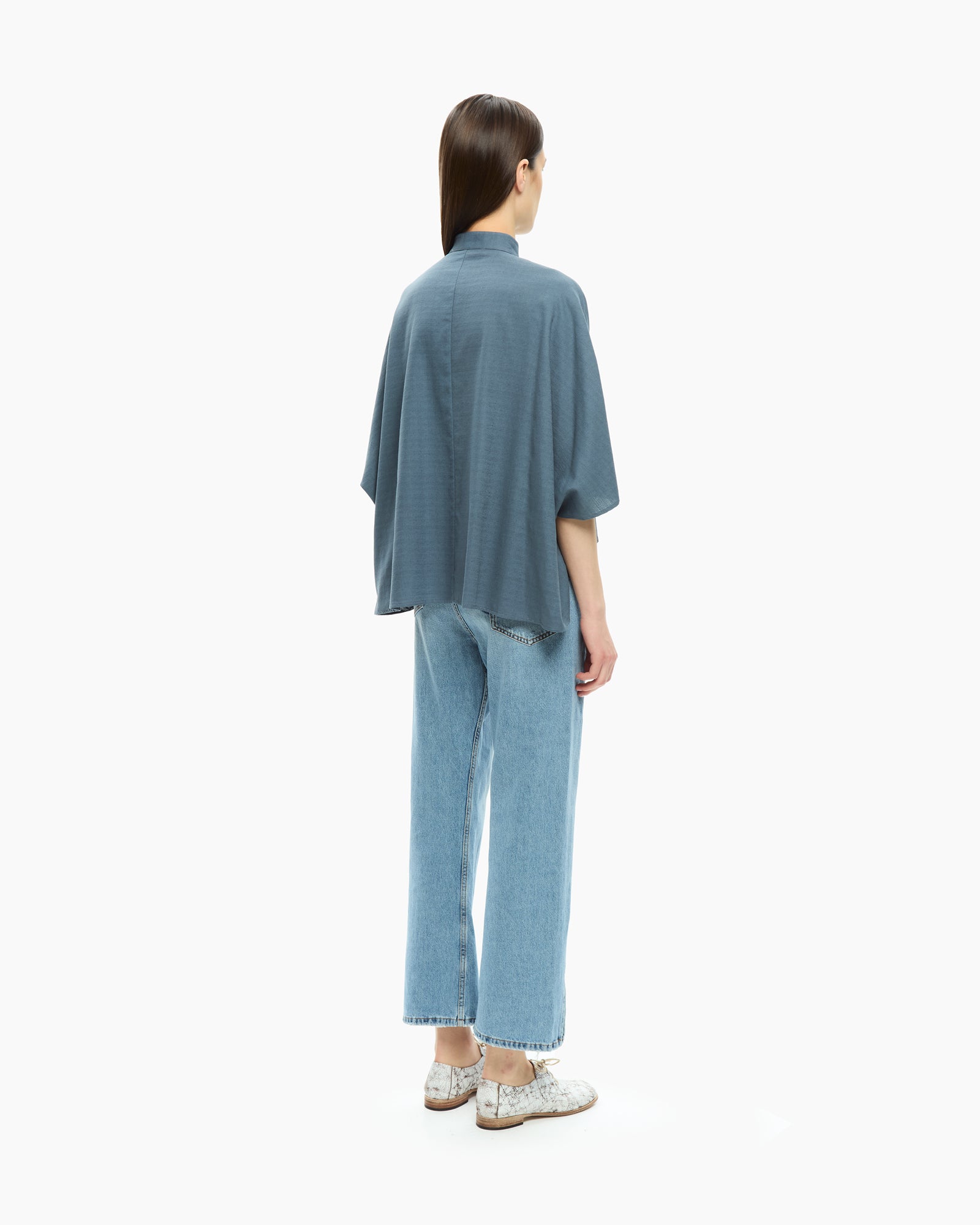 MLO Camicia con collo alla coreana BLU