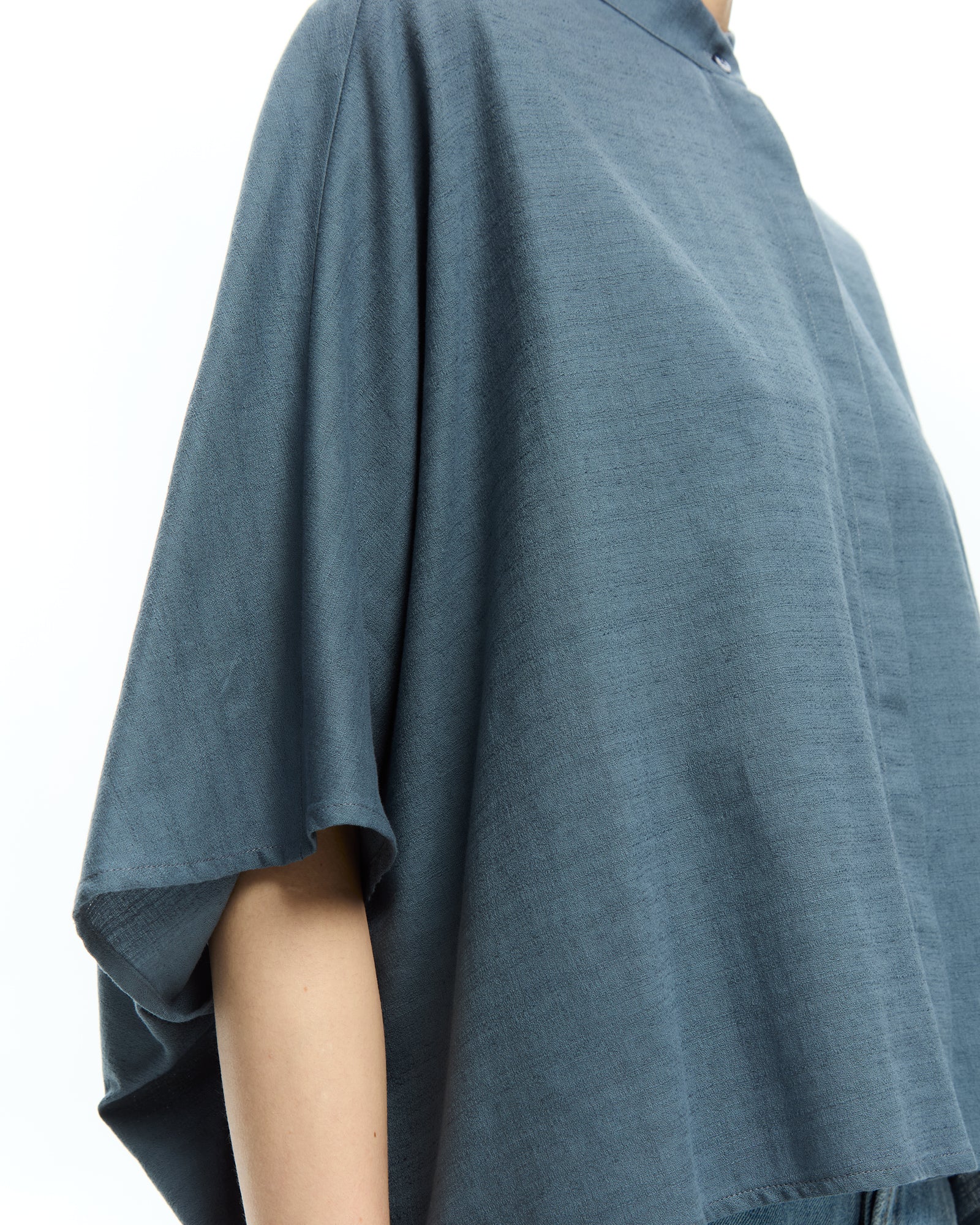 MLO Camicia con collo alla coreana BLU