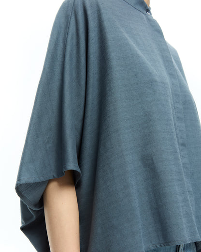 MLO Camicia con collo alla coreana BLU