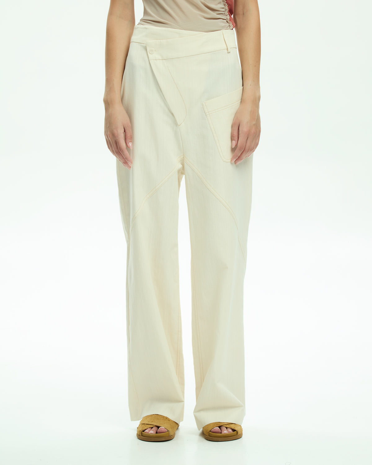 MLO Pantalone con dettagli asimmetrici BIANCO