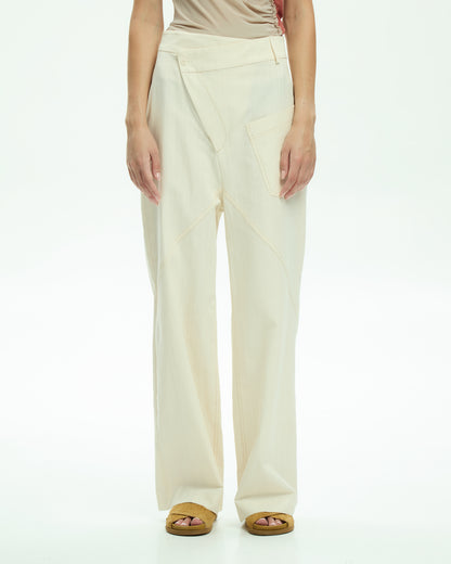 MLO Pantalone con dettagli asimmetrici BIANCO