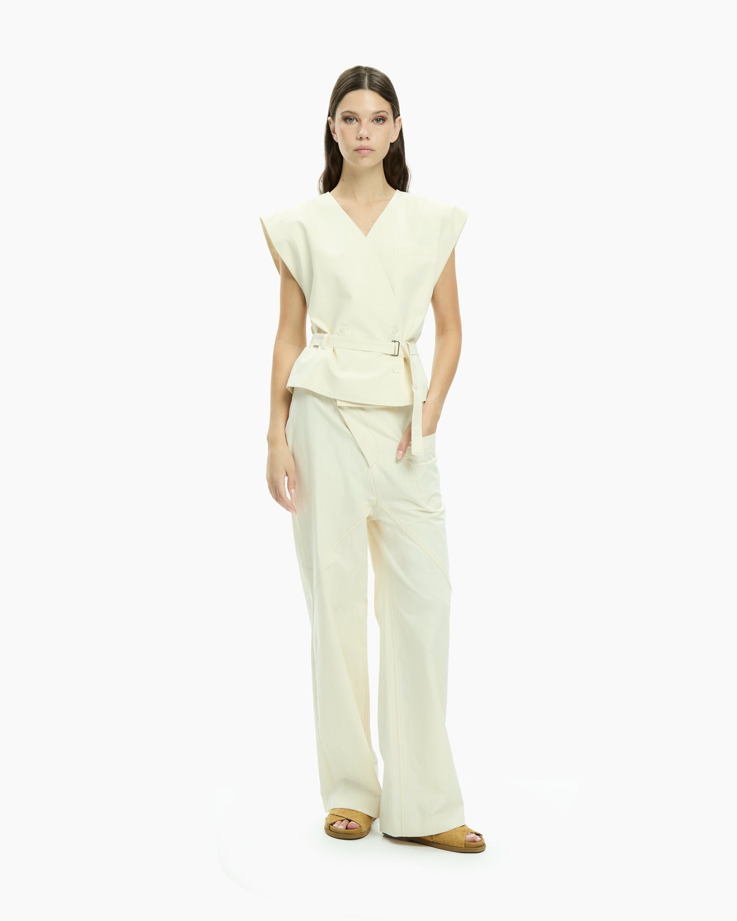 MLO Pantalone con dettagli asimmetrici BIANCO