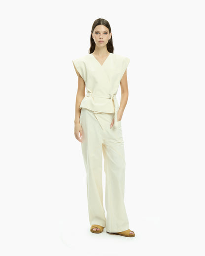 MLO Pantalone con dettagli asimmetrici BIANCO