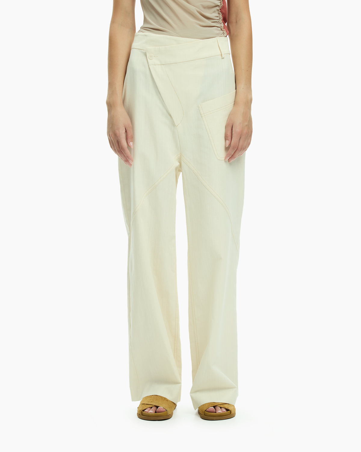 MLO Pantalone con dettagli asimmetrici BIANCO