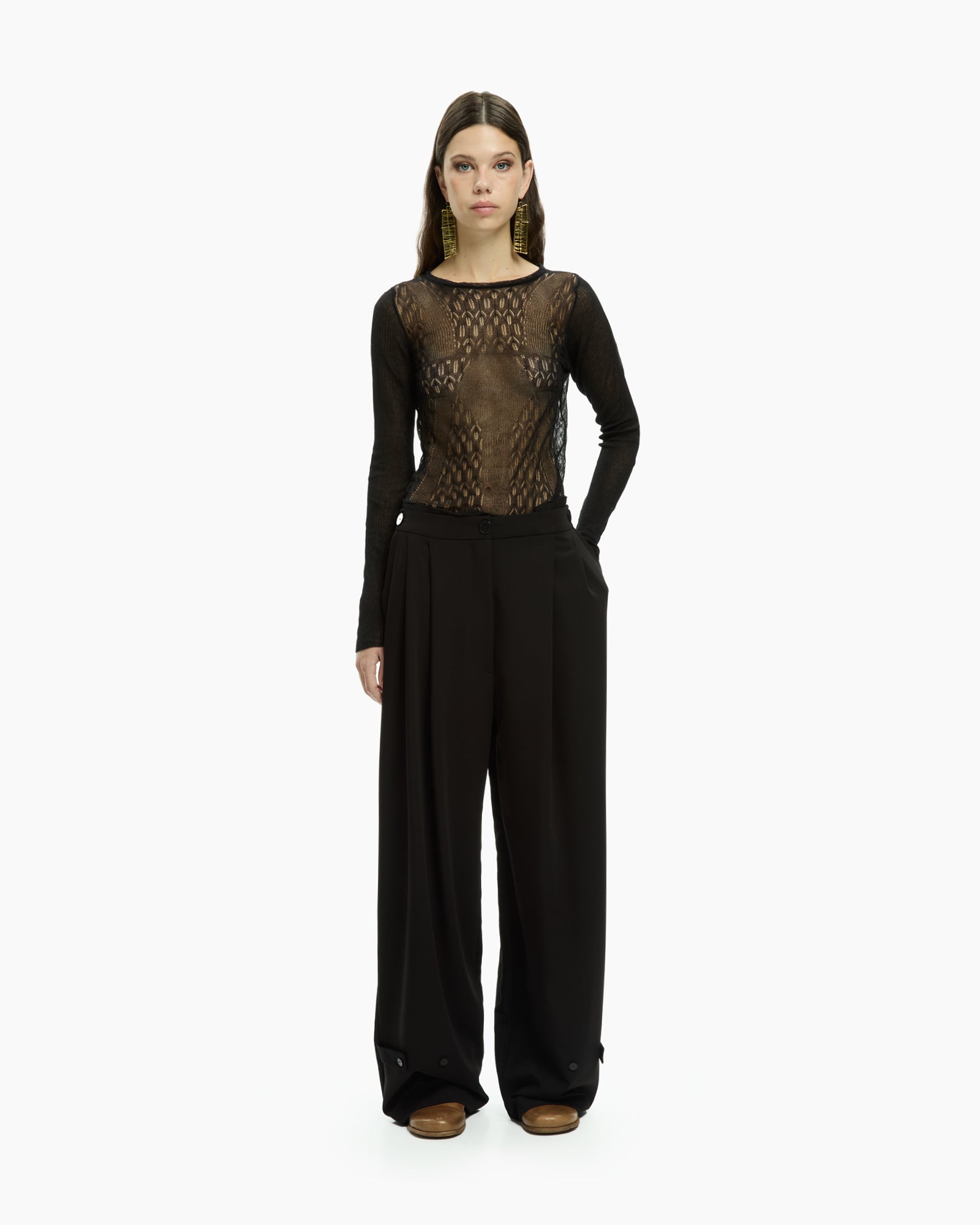 MLO Pantalone con pieghe frontali NERO