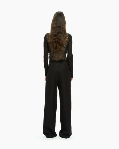 MLO Pantalone con pieghe frontali NERO
