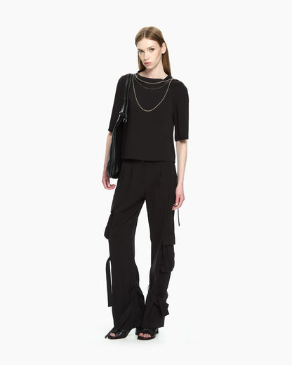 MLO Pantaloni cargo con tasche applicate NERO