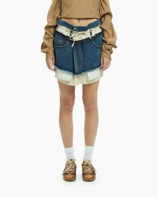 MLO Gonna con sovrapposizioni destrutturate BLU