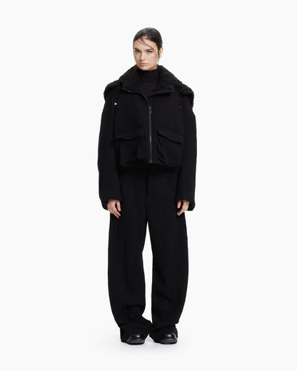 MLO Giacca cropped con cappuccio NERO