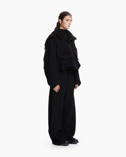 MLO Giacca cropped con cappuccio NERO