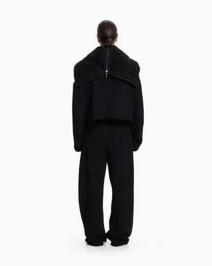 MLO Giacca cropped con cappuccio NERO