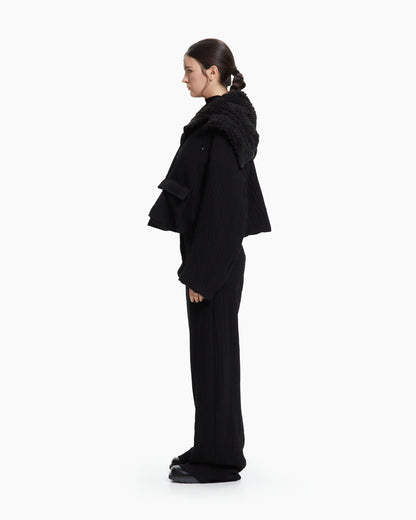 MLO Giacca cropped con cappuccio NERO