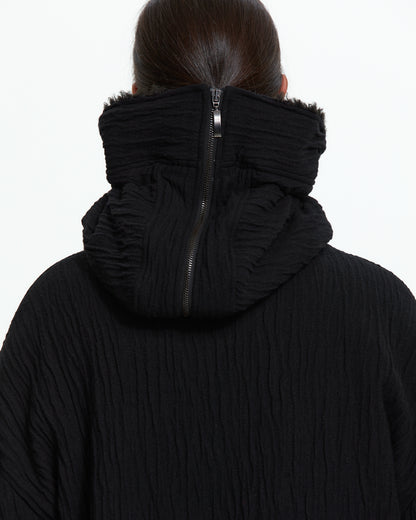 MLO Giacca cropped con cappuccio NERO