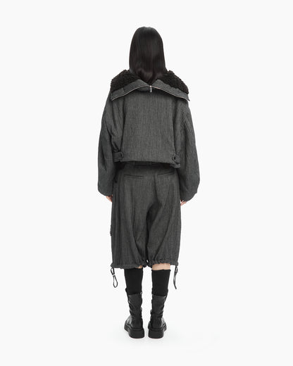 MLO Giacca cropped con cappuccio GRIGIO