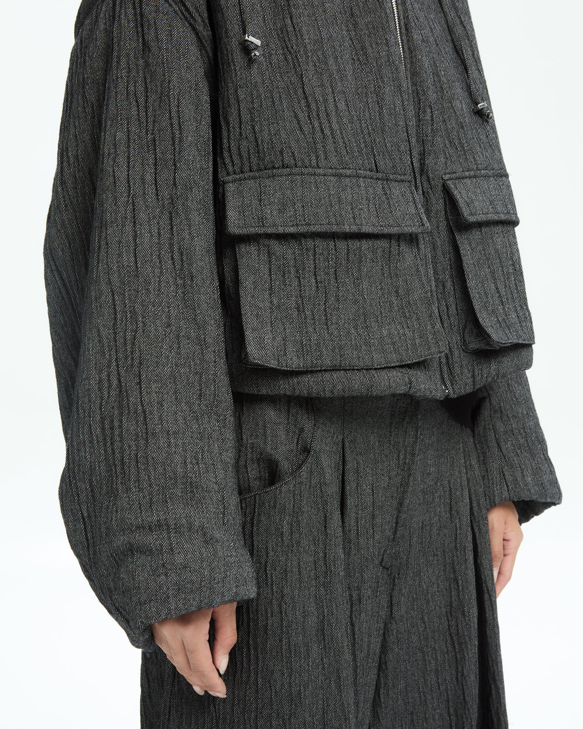 MLO Giacca cropped con cappuccio GRIGIO