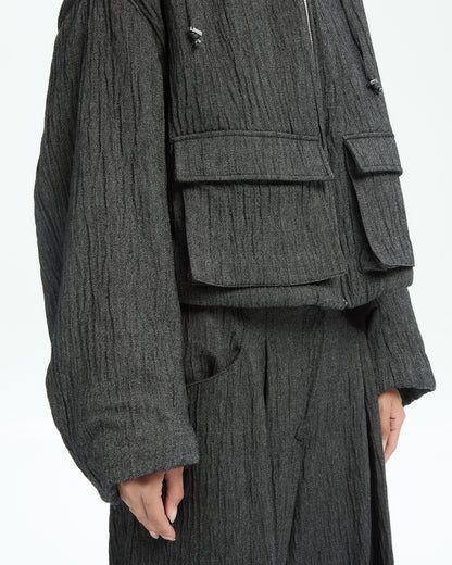 MLO Giacca cropped con cappuccio GRIGIO