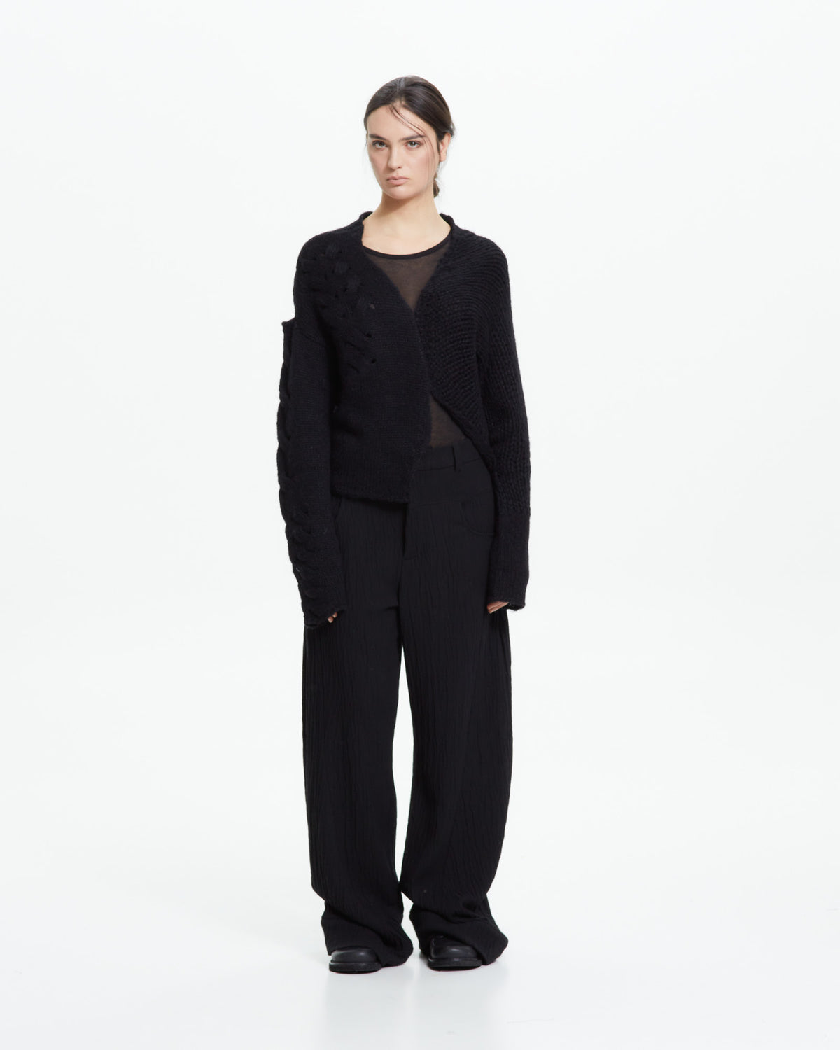 MLO Cardigan in maglia lavorata NERO