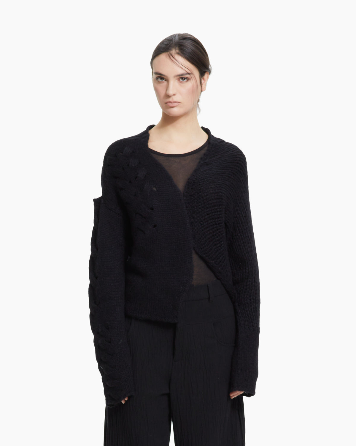 MLO Cardigan in maglia lavorata NERO